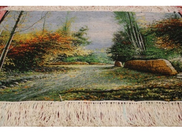 Persian carpet "Tabriz" with Silk 80x55 cm Frame rug