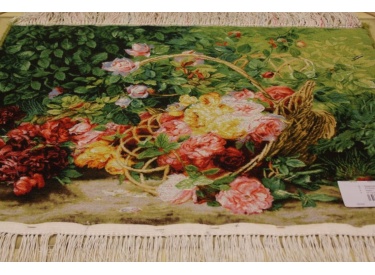 Persian carpet "Tabriz" with Silk 73x51 cm Frame rug