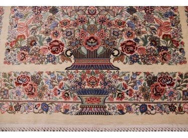Persian carpet Ghom pure Silk 117x74 cm Beige