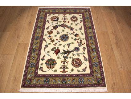 Persian carpet Tabriz 60 Raj with Silk 155x102 cm Beige