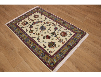 Persian carpet Tabriz 60 Raj with Silk 155x102 cm Beige
