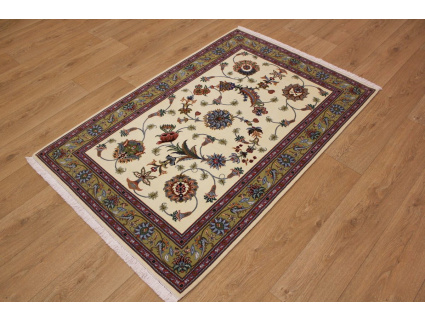 Persian carpet Tabriz 60 Raj with Silk 155x102 cm Beige