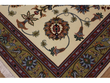 Persian carpet Tabriz 60 Raj with Silk 155x102 cm Beige
