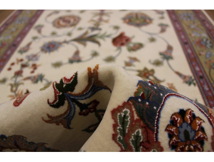 Persian carpet Tabriz 60 Raj with Silk 155x102 cm Beige