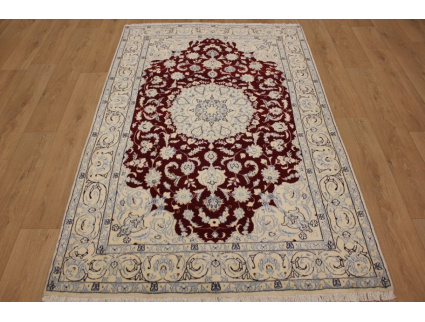 Persian carpet Nain with silk 215x140 cm Red
