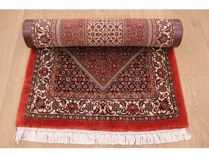 Persian carpet Bidjar with silk 143x71 cm Red
