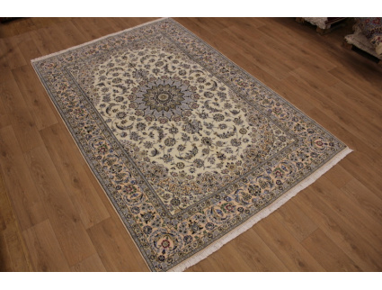 Perserteppich Nain 9la mit Seide 300x200 cm Beige