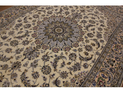 Perserteppich Nain 9la mit Seide 300x200 cm Beige