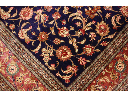 Persian carpet "Ghom" pure Silk rug 200x135 cm Blue