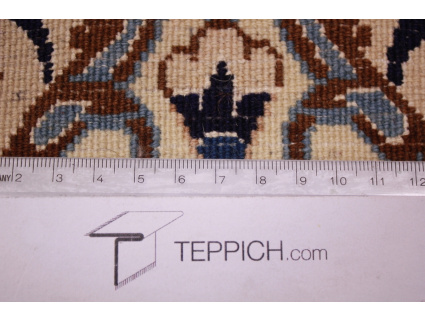 Perser Teppich Nain 9 La mit Seide 314x203 cm Blau