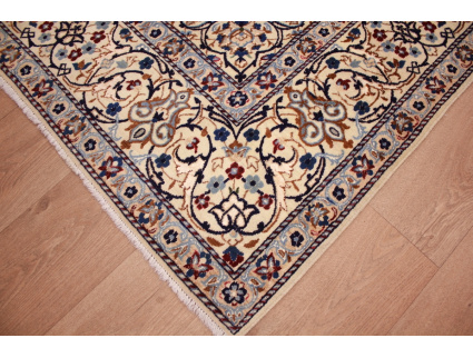 Perser Teppich Nain 9 La mit Seide 314x203 cm Blau