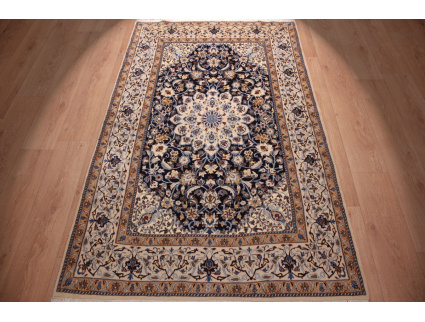 Perserteppich "Nain"  9la mit Seide 210x128 cm Blau