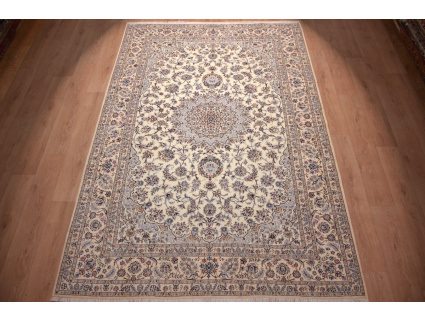 Persian carpet Nain 9la with Silk 307x203 cm Beige