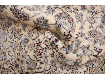 Persian carpet Nain 9la with Silk 307x203 cm Beige