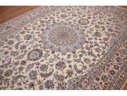 Persian carpet Nain 9la with Silk 307x203 cm Beige