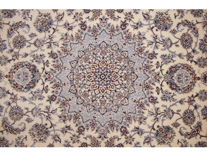 Persian carpet Nain 9la with Silk 307x203 cm Beige