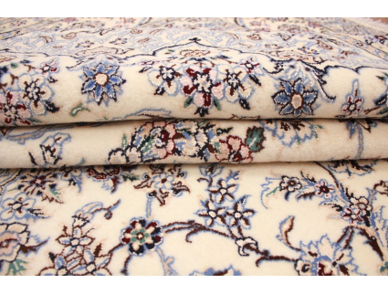 Persian carpet Nain 9la with Silk 307x203 cm Beige