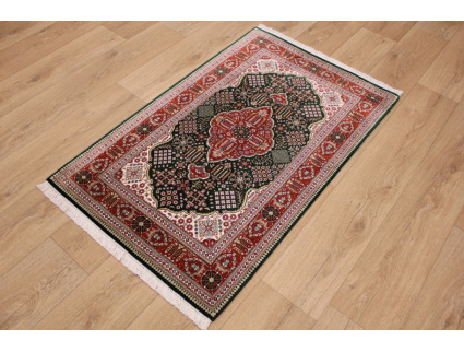 Persian carpet Ghom pure silk 124x77 cm Green