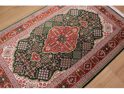 Persian carpet Ghom pure silk 124x77 cm Green